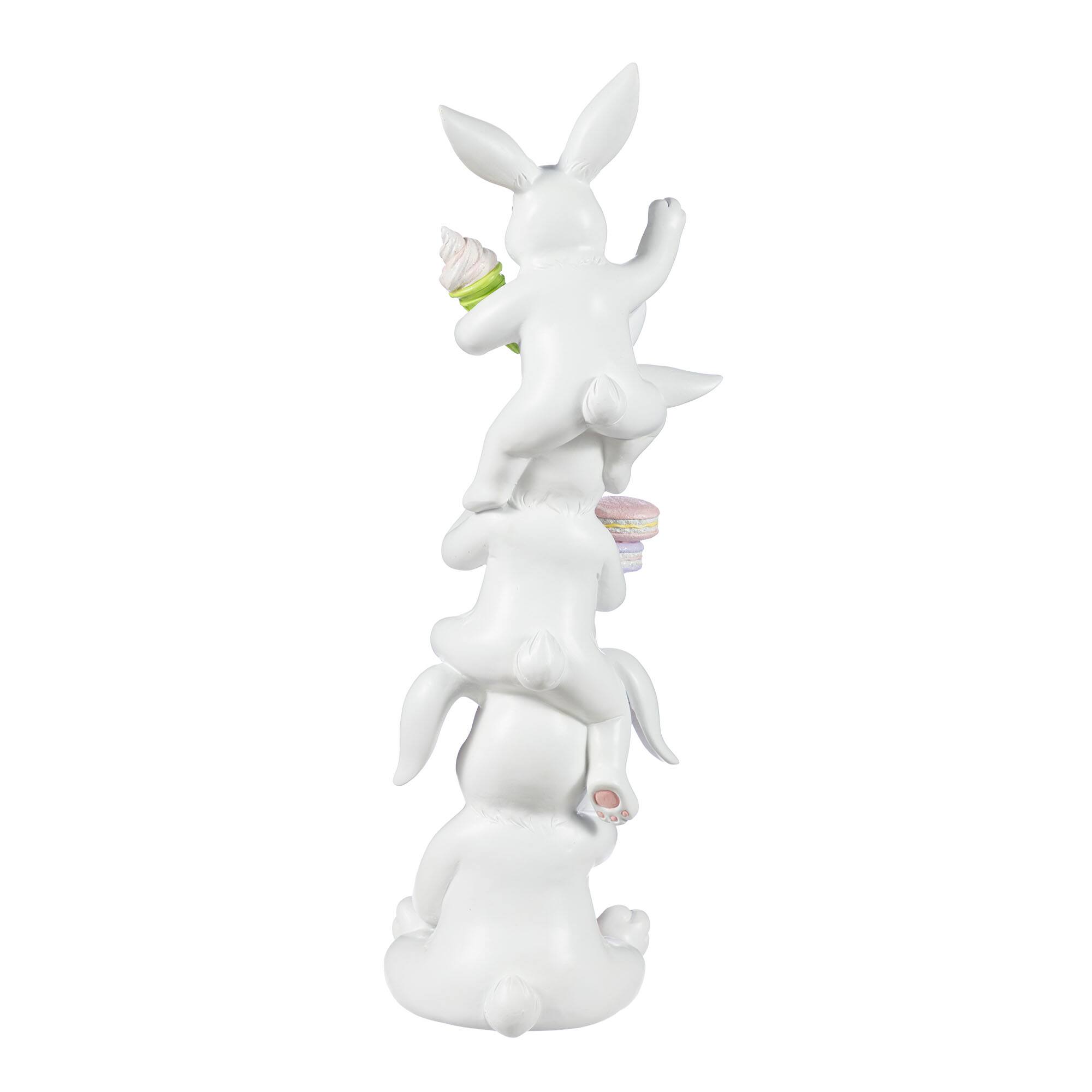 Glitzhome® 17.5" Easter Resin Stacked Bunny with Macaron Table Decor